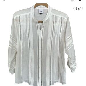 Cabi White Button Down Bohemian Shirt Women's